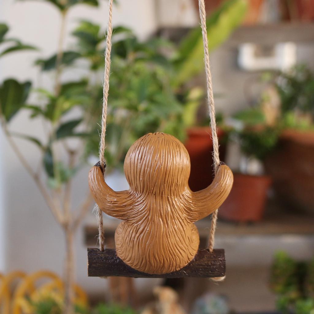 1 sitting sloth swing, garden animal swing hanging piece, family gift, hand-painted resin crafts