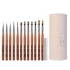 Sandalwood Nail Art Brush Set - Imitation Squirrel Hair with Pen Holder for Liner and Gel Painting