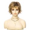 Short Blonde Brown Wigs Natural Wave Curly Layered Hair Synthetic Wigs With Bangs For Women Daily Cosplay Heat Resistant Fibre