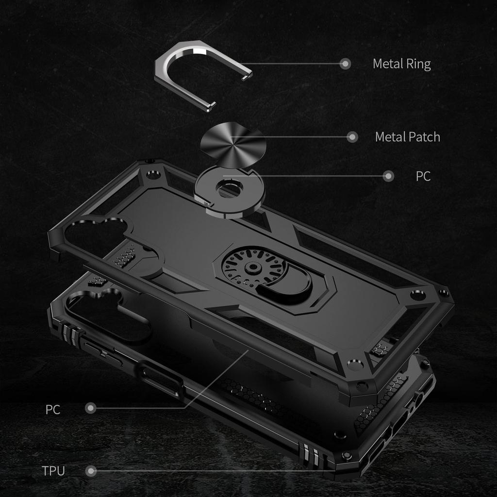 For Samsung Galaxy A14 5G/4G Military Grade Shockproof Phone Case Ring Kickstand Design PC+TPU Drop-proof Cover