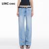 Women's Mid-High Waist Loose Straight Leg Jeans