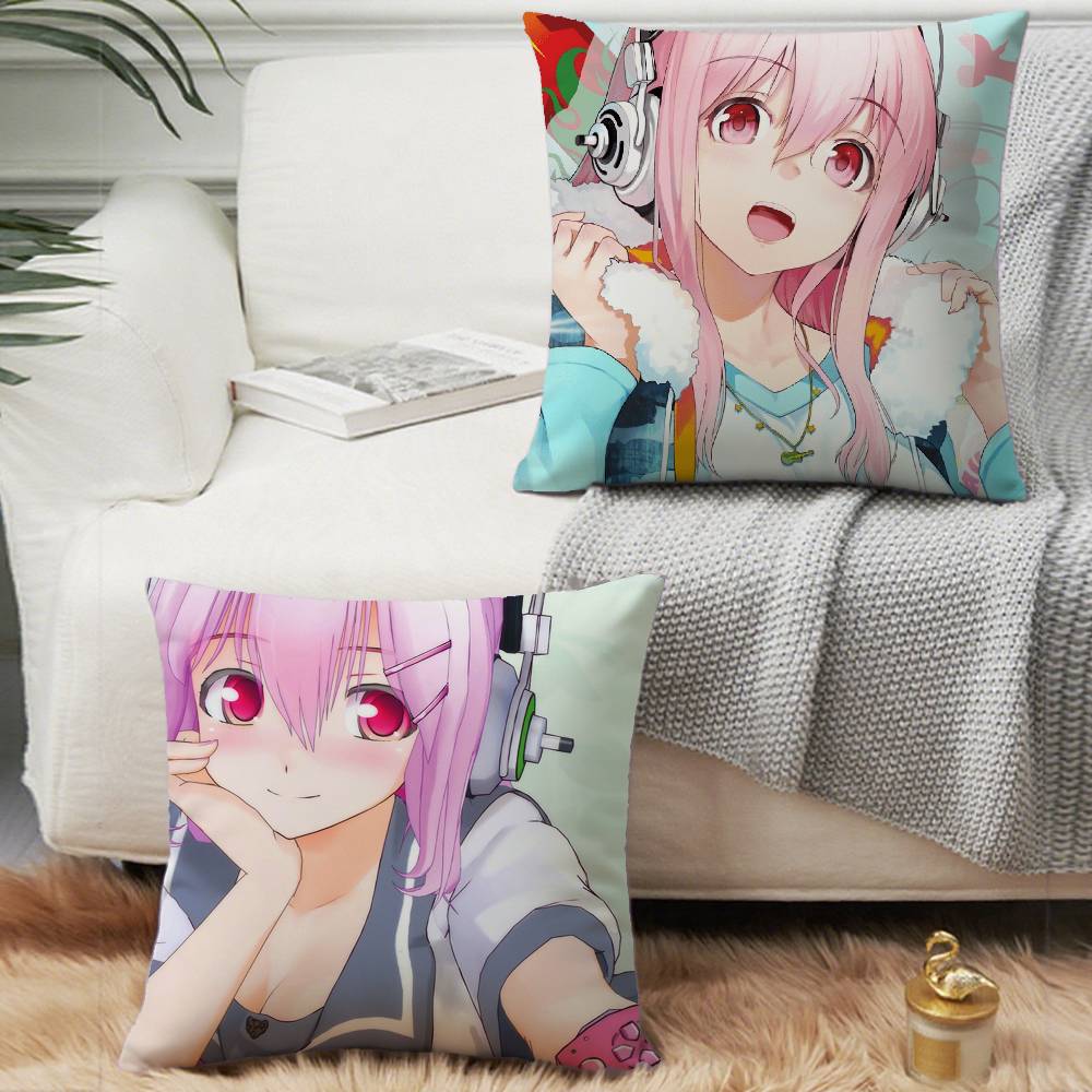 S-Super S-Sonico Pillow Case Square Pillow Bedroom Sofa Leisure Comfort Cushion Car Living Room Home Decoration