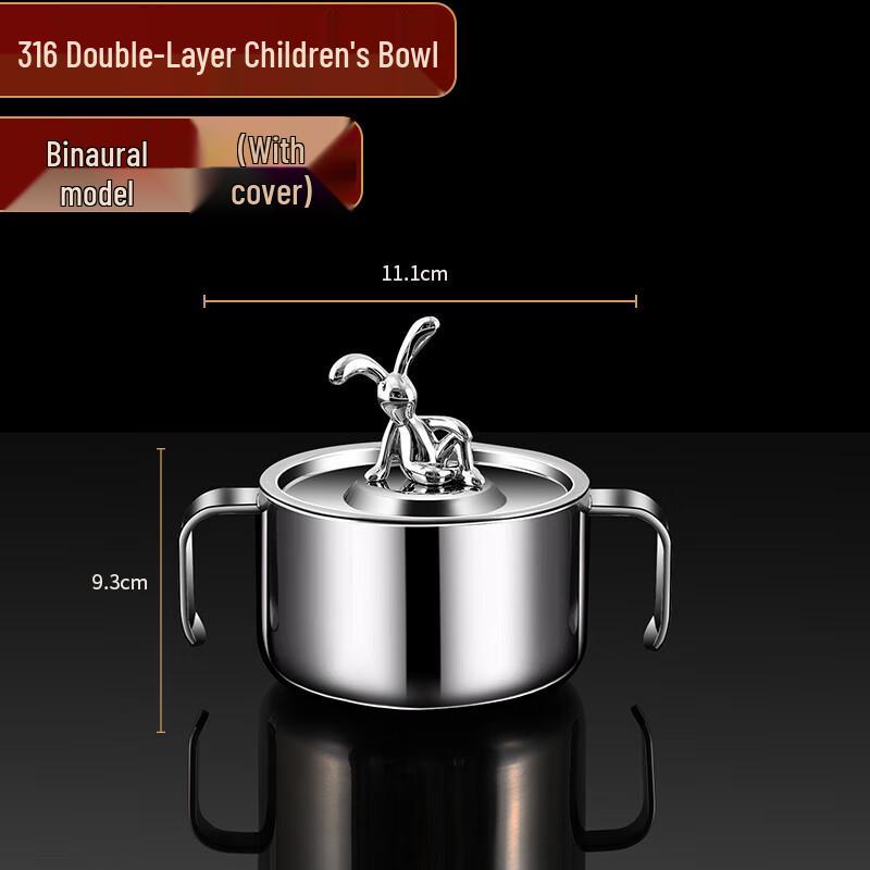 ZISIZ 316 Stainless Steel Double-Layer Baby Feeding Bowl