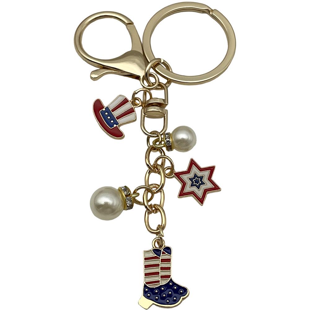 Independence Day Flag Heart & Star Earrings Keychain Pendant
