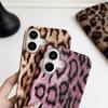 Sexigt läder leopardtryck halvskal för iPhone 16 Pro Max 15 14 Plus 13 12 Pro 11 fallskyddsskydd