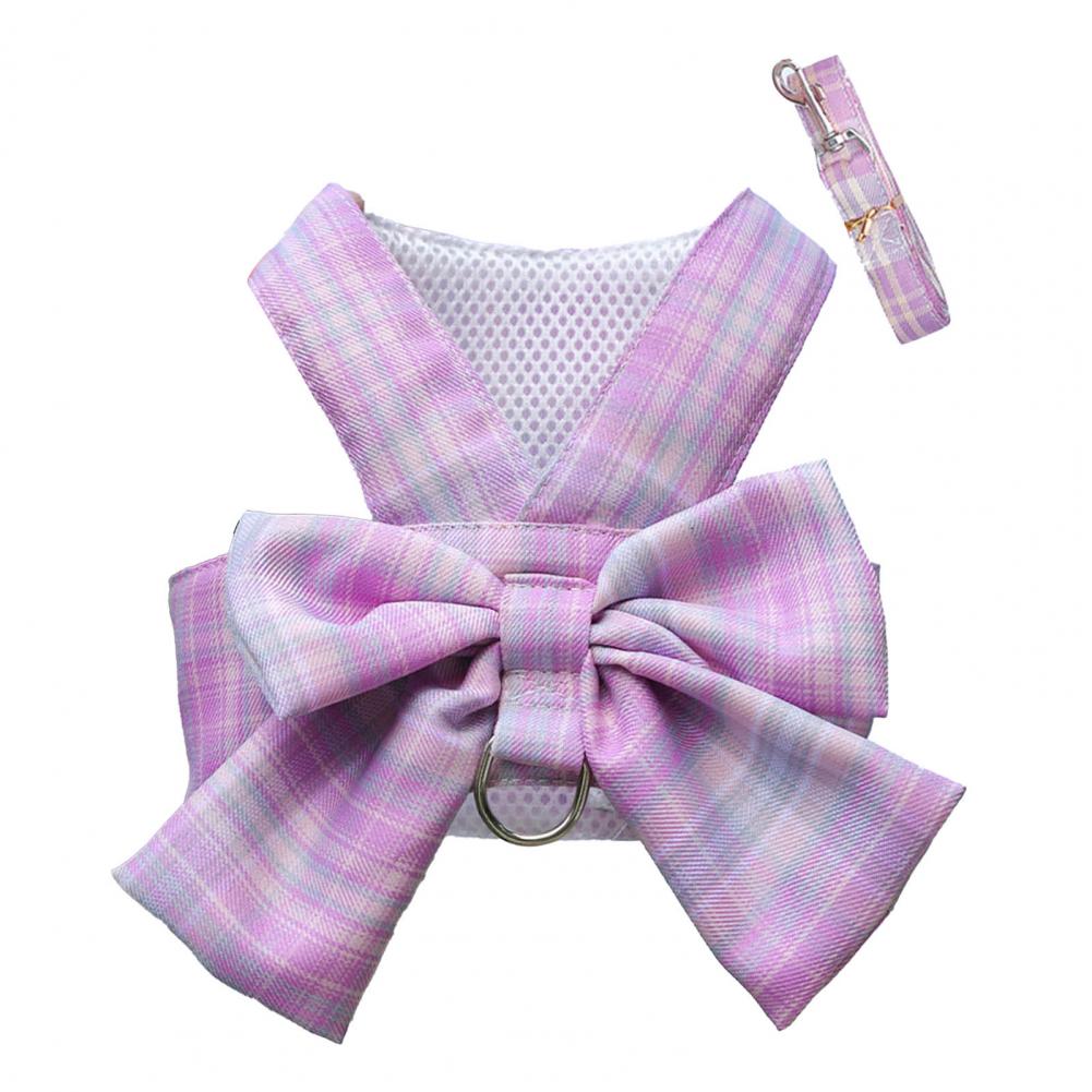 Rabbit JK Dresses and Leash Sets Mesh Plaid Pet Vest Harness Cat Bunny Chest Strap Set Small Animals Clothes Rabbits Accessories