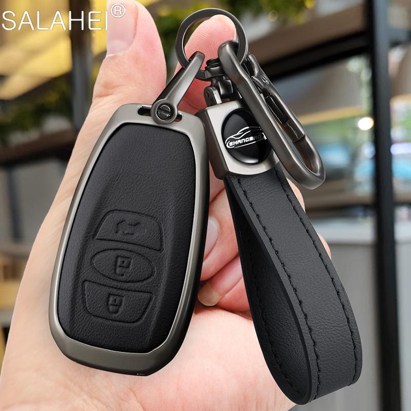 Leather Car Key Case Cover For Subaru Brz Sti Xv Sv Forester Legacy Outback Crosstrek Impreza Wrx Ascent Keychain Accessories