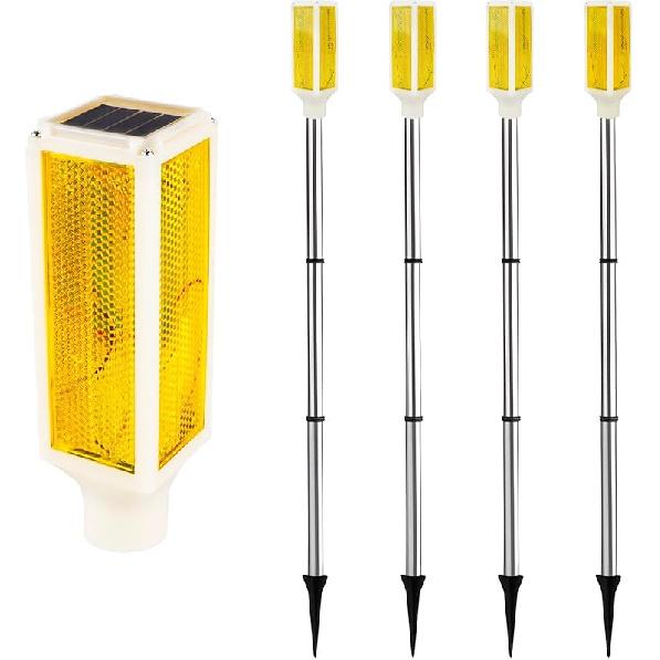 Aolyty Solar Lights Outdoor, Waterproof Driveway Markers Reflective, Warning Flash Light with 2 Lighting Modes, LED Solar Light 4 Pack for Parking