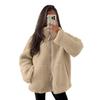 Women's Fleece Jacket Oversized Zip Up Stand Collar Fuzzy Sherpa Coat with Pockets Casual Winter Fall Outerwear
