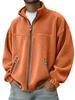  Fall Winter Men's American Style Stand Collar Zip Up Hoodie Casual Jacket Fleece Lined Warm Pullover