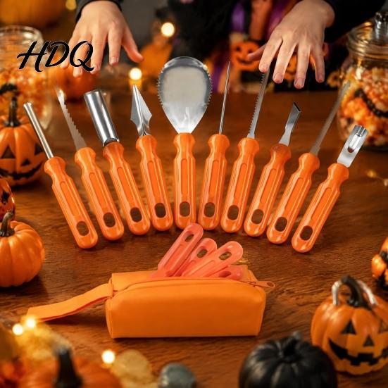 Pumpkin Scoops And Scrapers Halloween Carving Tools Kit Stainless Steel Blades Anti-slip Fruit Vegetable Set