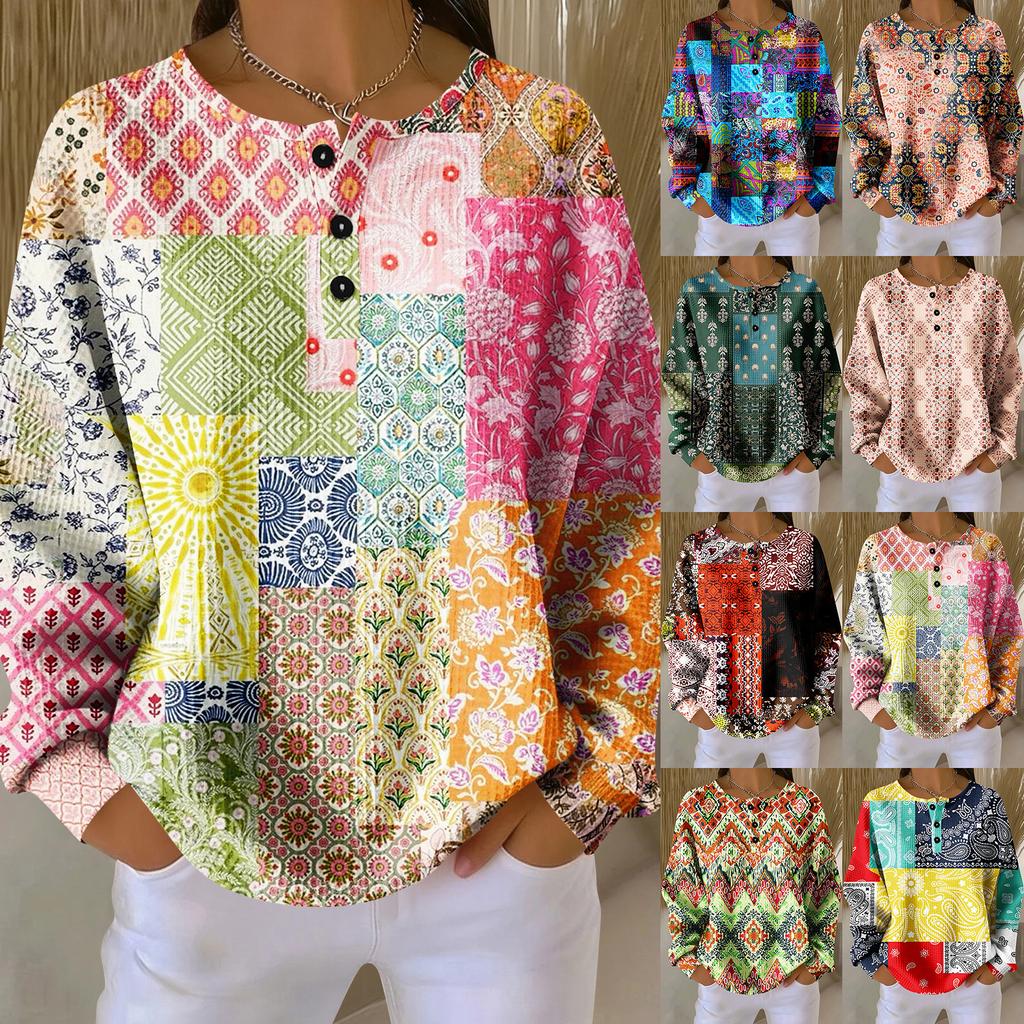 Women's Casual Shirts Long Sleeve Tops Button Up V Neck Loose Knit Fall Favorites For Women