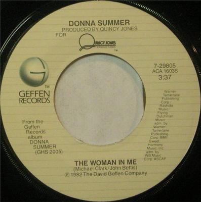 7inch Record DONNA SUMMER - The Woman In Me 729805 Geffen Records 1983 US Soul/Funk Used