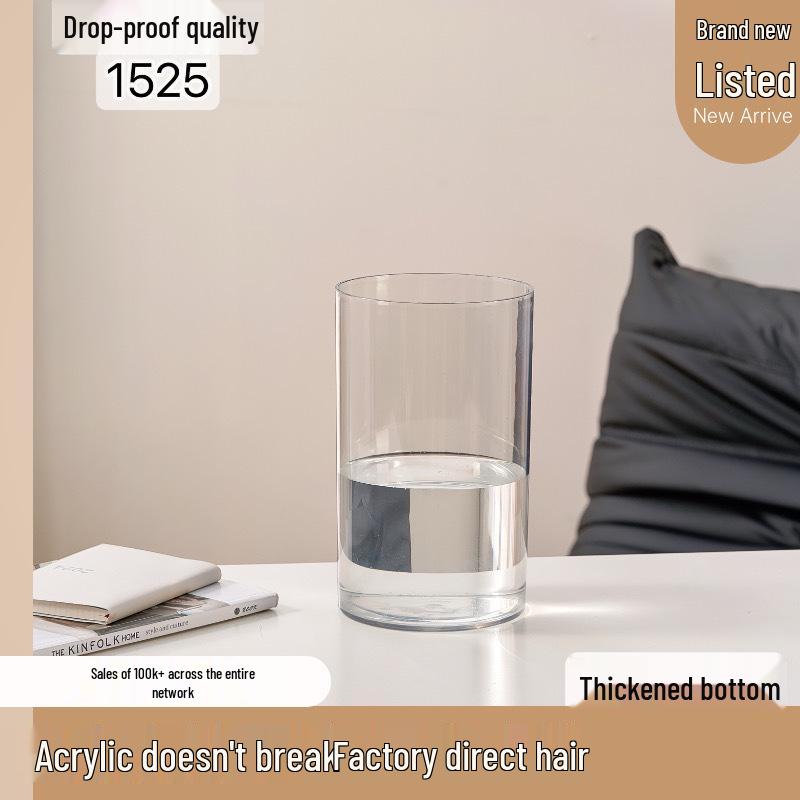 Acrylic Transparent Vase for Flower Arrangements and Lucky Bamboo - Large Straight Cylinder Design