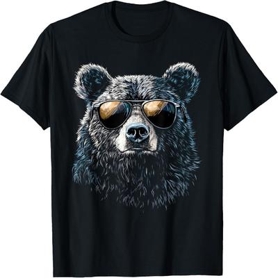 Bear Wearing Sunglasses Wildlife Artwork Graphic Bear T-Shirt
