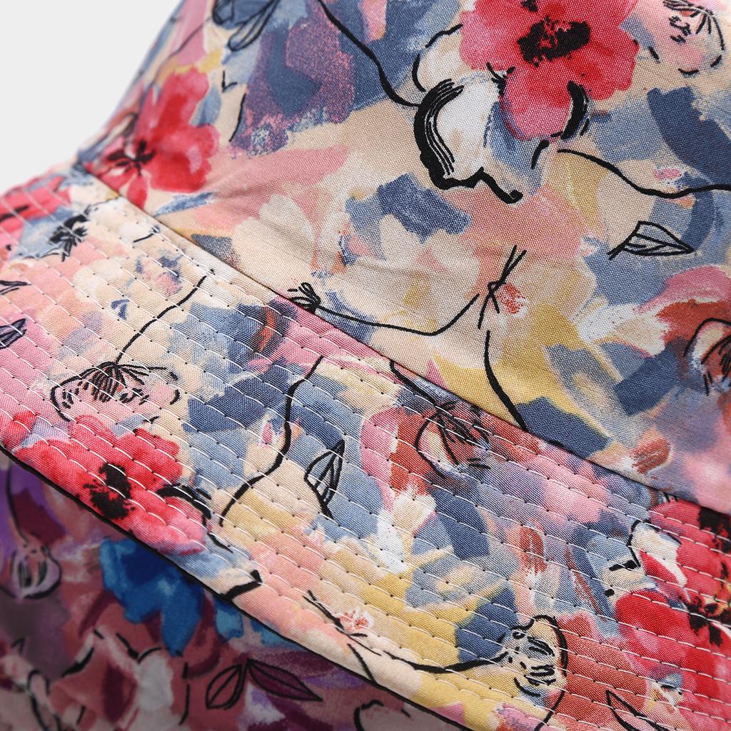 Women's Flower Pattern Foldable Bucket Hat UV Protection Wide Brim Sunshade Outdoor Spring Summer Hat