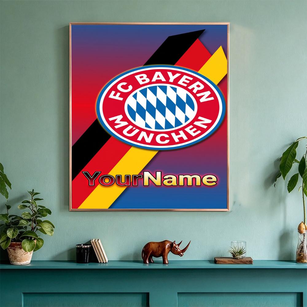 Bayern Munich Customize Your Name Diamond Painting Round Diamond Diy Frameless Holiday Artwork Suitable For Home Office Wall Decoration