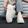 European New Shoes for Men Genuine Leather Casual Platform Shoes Fashion Flat Skateboard Shoes Lace-up Sneaker