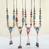 Bohemian Ceramic Bead Necklace with Adjustable Cord Vintage Alloy Accents Earthy Tones Handmade Ethnic  for Women