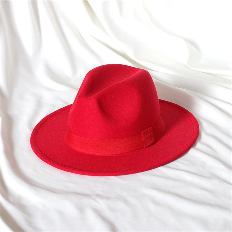 Skórzany Różowy Kapelusz Fedora z Szerokim Rondem Jazzowy Kapelusz Jesień/Zima Klasyczny Elegancki Kapelusz Panama Kapelusz Dżentelmena Sombrero