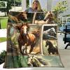 Cozy Galloping Horse Print Throw Blanket Soft Lightweight Blanket For Bed Couch Sofa Living Room Travel Camping Blankets