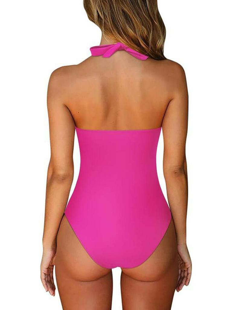2025 Wielokolorowy Jednoczęściowy Strój Kąpielowy typu Halter z Odkrytymi Plecami
