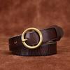 2.3Cm Wide Retro Washed First Layer Cowhide Round Buckle Belt Women'S Genuine Leather Casual Versatile Jeans Belt Women