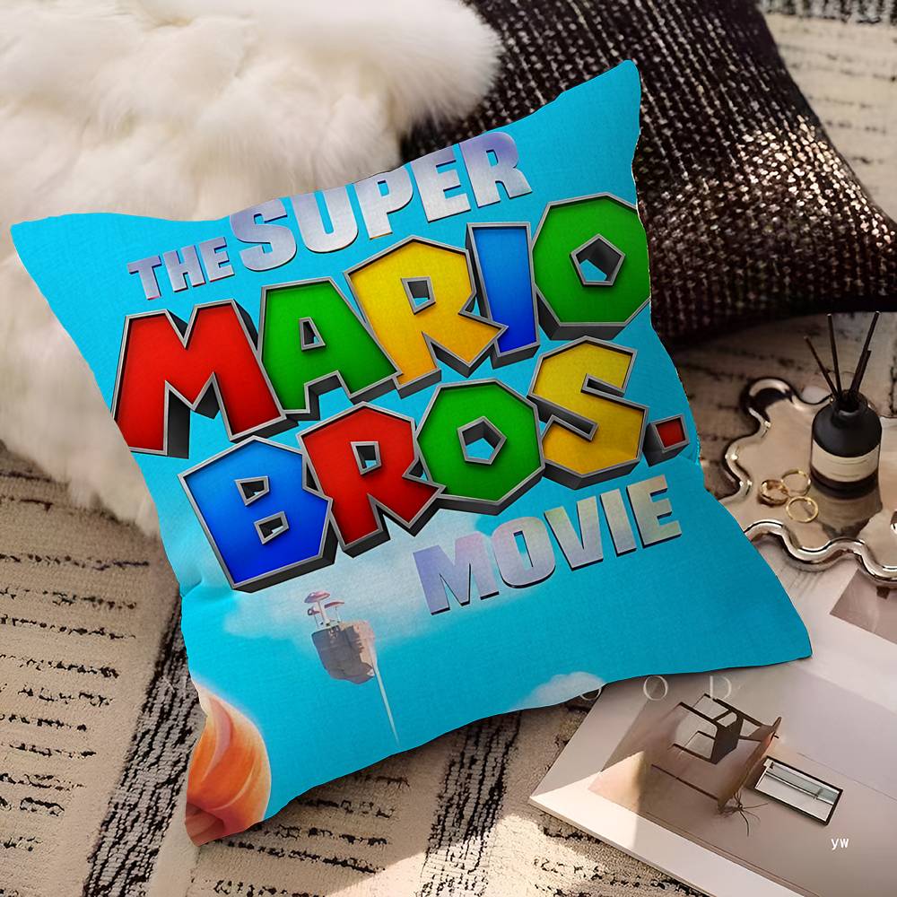 Capa de Almofada Desenho Animado Super M-Marios Fofa Fronha Sala de Estar Sofá Decoração de Casa Personalizado
