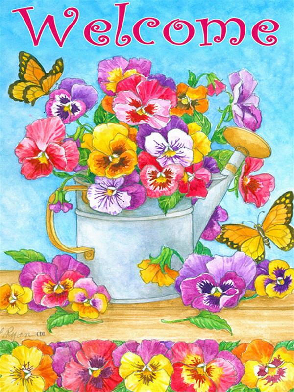 Diamond Mosaic Welcome Text Full Drill Square Diamond Embroidery Flower Needlework Beaded Mosaic Bird 5D DIY Home Decor