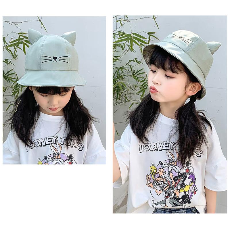 Cute Baby Hat With Cat Design Japanese Style Sun Protection Hat For Summer