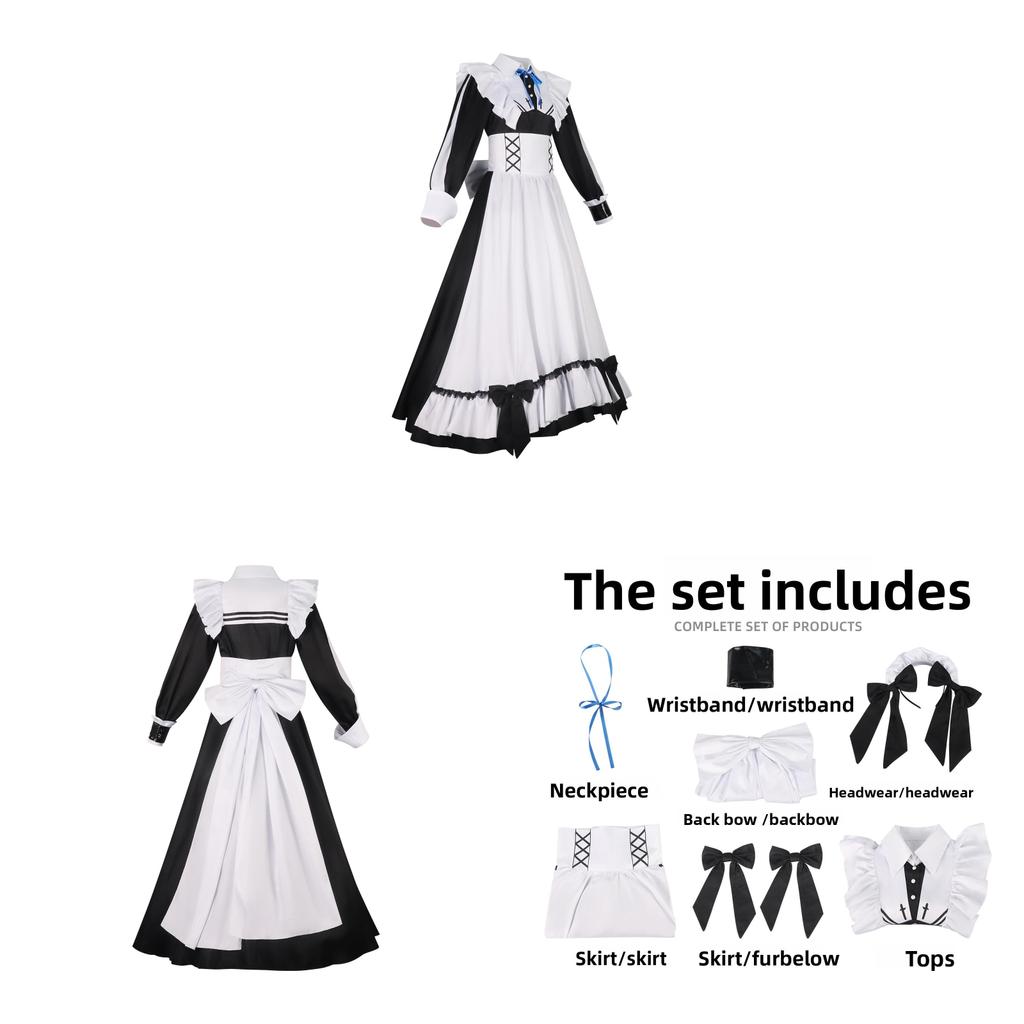 Playing Death Game To Put Food On The Table Cosplay Costume With Black White Maid Dress For Role Play