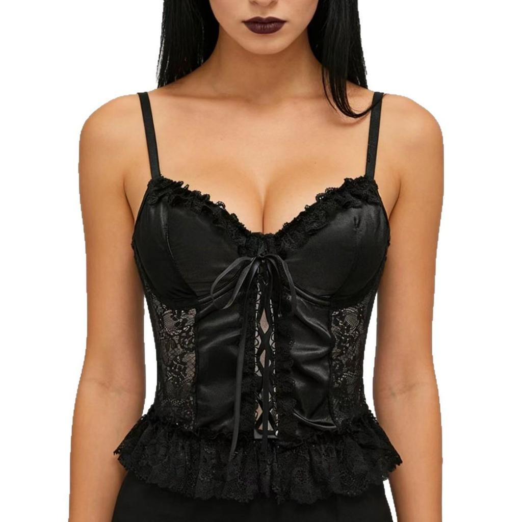 Gothic Satin Lace Bustier Camisole Top