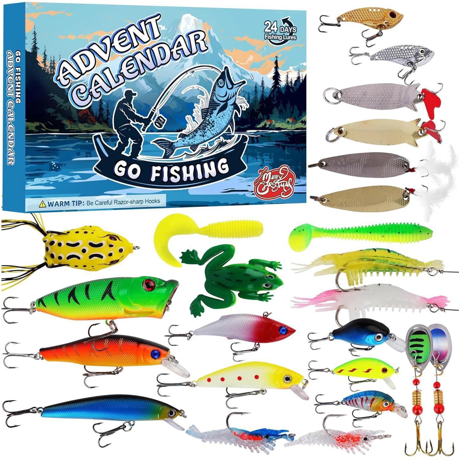 

Fishing Tackle Set Advent Calendar 24 Days Christmas Countdown Calendar Fishing Lures Box Christmas Gifts for Fishing Lover