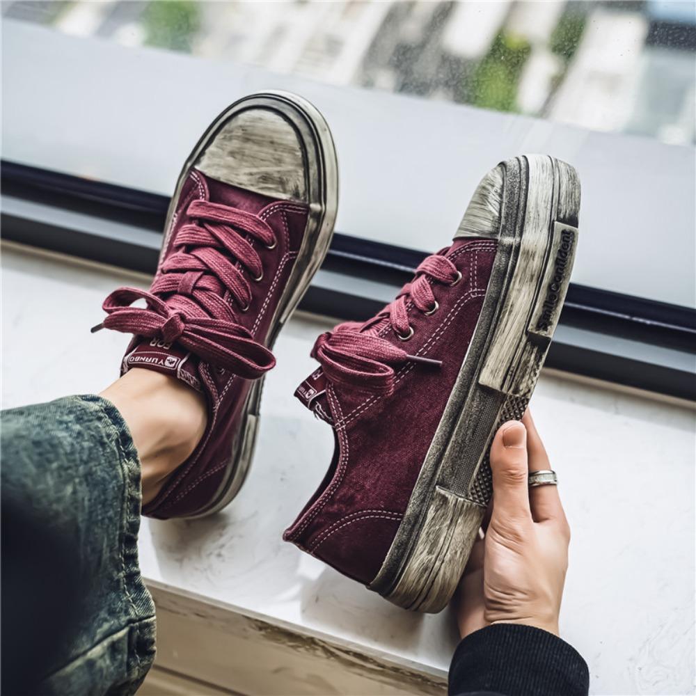 Thick Soled Canvas Shoes Men Vulcanized Shoes New Breathable Versatile Casual Shoes Retro Men's Board Shoe Sneakers for Men