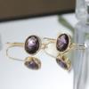 Exquisite Fashion Gold Color Oval Inlaid with Purple Stones Dangle Earrings for Women Engagement Wedding