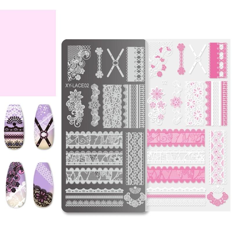 6PCS Rectangle Nail Stamping Plates Kit with Floral and Geometric Patterns for Creative Nail Art Manicure Tools