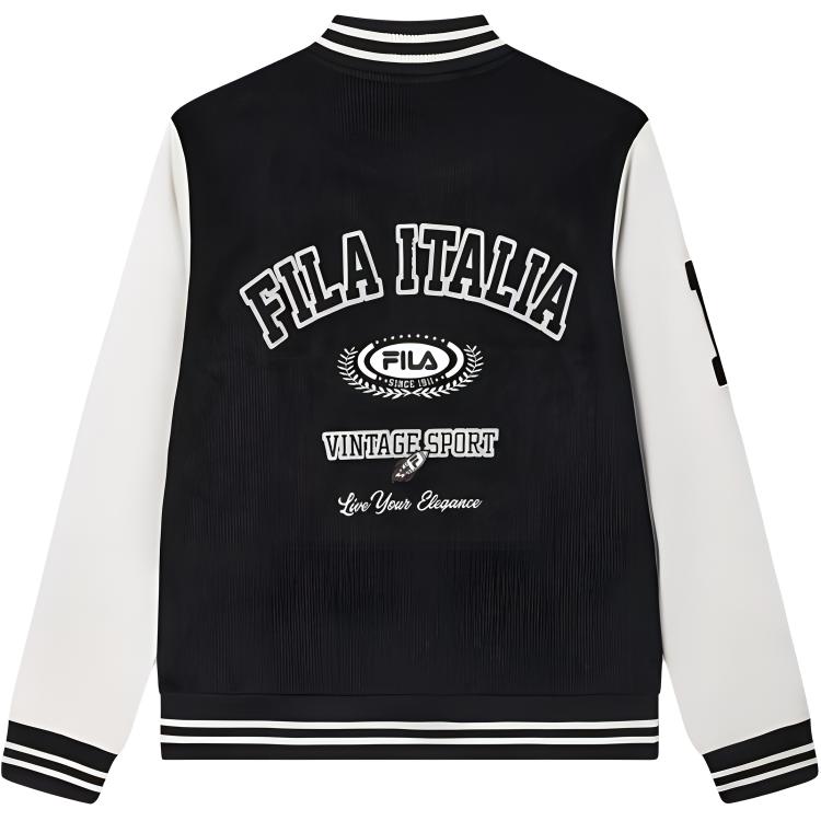 New FILA FW24 Baseball Jacket Men's Jet Black F51M449501F-BK