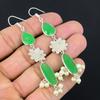 Pear Throat Chakra Green Kyanite Stone Sterling Silver Dangle Wedding Earrings