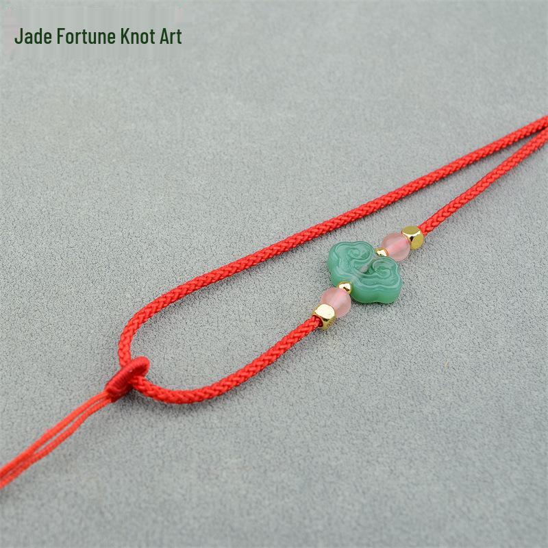 Elegant Jade Pendant Necklace with Hand-Woven Shell Pearls