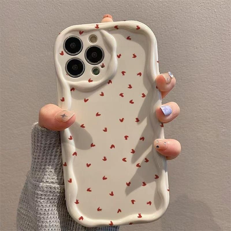 Für iPhone 15 Pro Hülle Vollherzmuster Wellenkante TPU Handyhülle