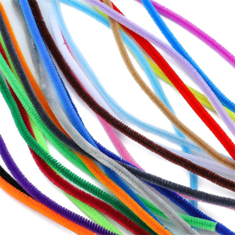 100 stk Fargerik Chenille Stilk Tvunnet Stang Ullrot Fluffy Bar Jernwire DIY Håndverk Tvinning Dekorasjoner Piperensere Plysj