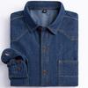 Herren-Western-Denim-Hemd mit Tasche, 100 % Baumwolle, langärmelig, Standard-Passform, bequem, strapazierfähig, weich, lässig, gewaschen, strapazierfähig, Arbeitshemden