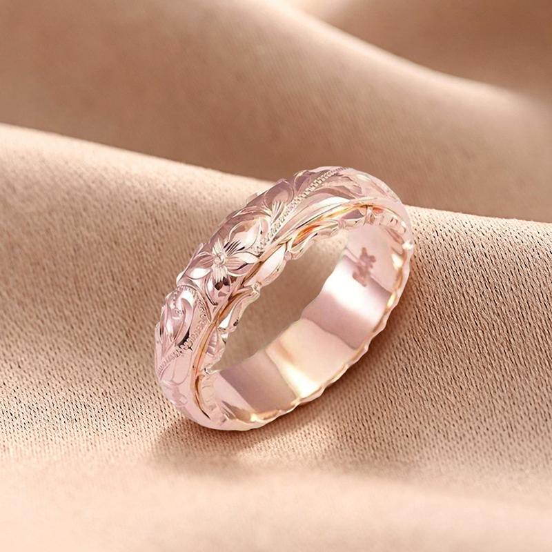 Rose Gold Color Suspended Carved Rose Flower Ring For Women Gold Rings Women'S Jewelry Rings Wedding Anniversary