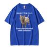 I Am Contaminated Cat with Radiation Funny Japanese Meme T-shirts Men Women's Fashion Pure Cotton Comfort Oversized T Shirt Tops