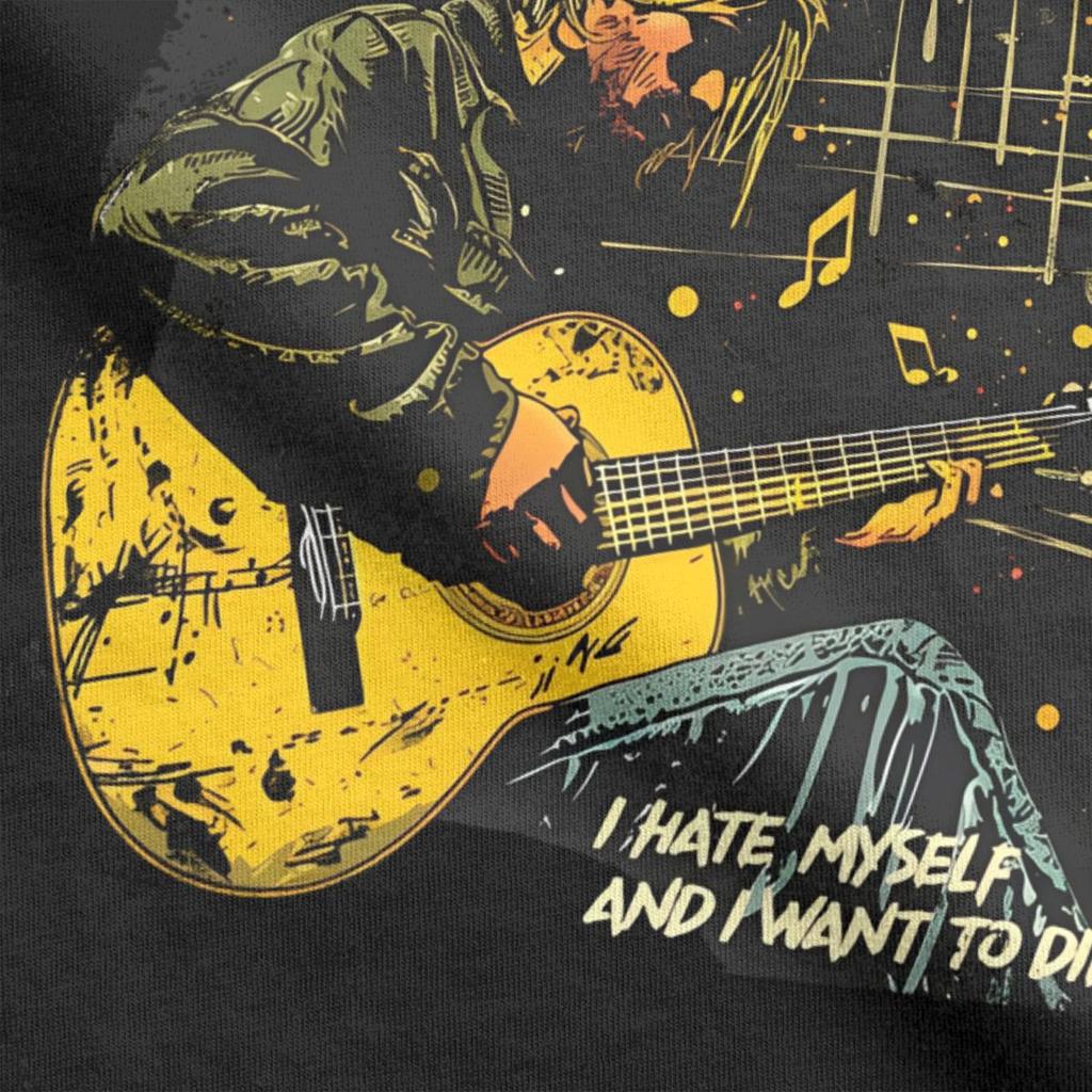 Casual Kurt Cobain T-shirts för män Rund hals Bomulls T-shirt Kortärmad T-shirt Unika toppar