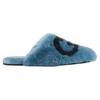 Gucci Interlocking G Faux Fur Slippers Blue Black Women's 719847 AAAUL 8439