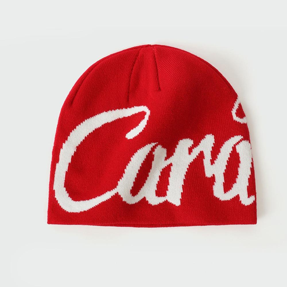 

Personalized Outdoor Mountain Climbing Beanies Warm Letter Knit Cap Jacquard Knitted Hat Autumn красный