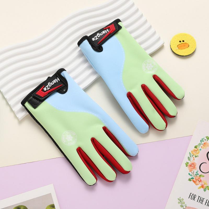 Children's gloves autumn and winter velvet warm students boys and girls thickened cycling windproof outdoor cycling cold-proof gloves