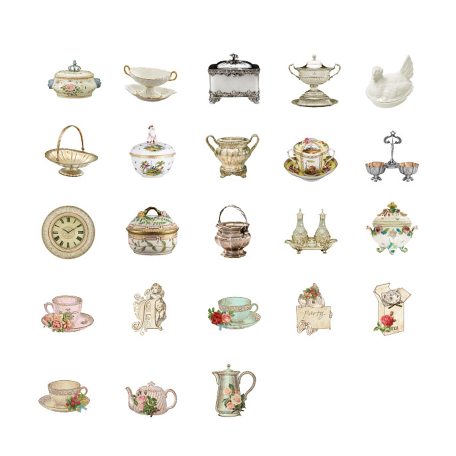 

46 шт. Чайные наклейки Самоклеящиеся Ретро Разные стили Милые Изысканные Кофейные наклейки для ведения журнала Скрапбукинг