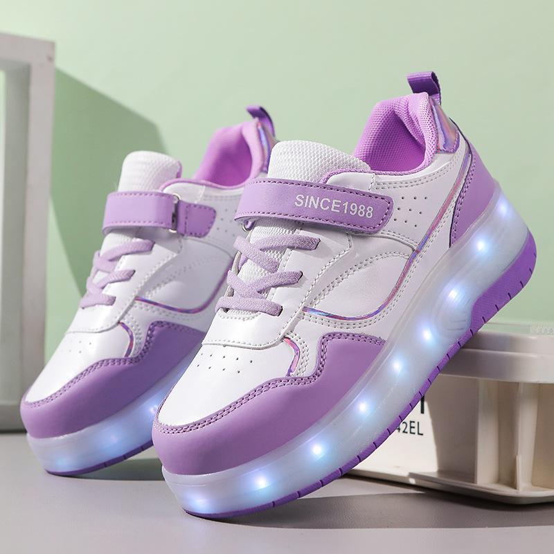 Girls Runaway Shoes Children's Double Wheel Student Roller Skates Burst Shoes Four Wheel Boys Skating Roller Shoes